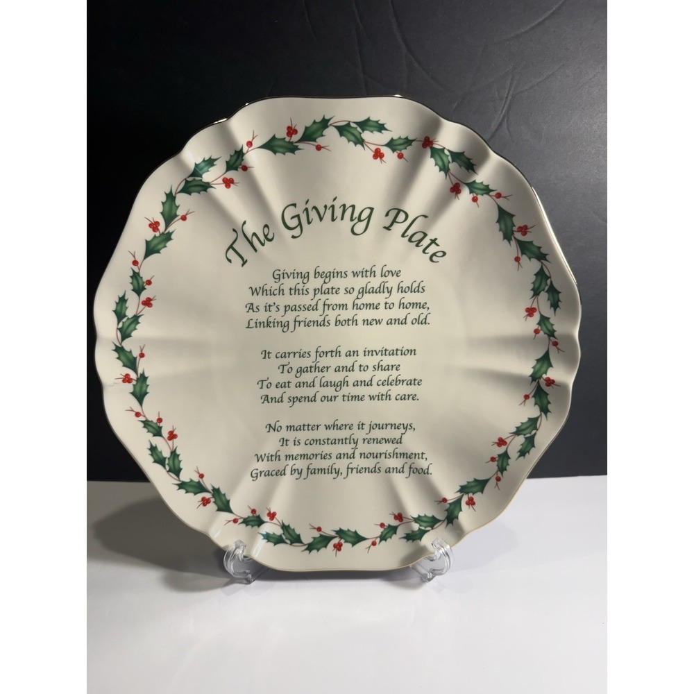 LENOX Holiday Giving Plate Christmas Gold Trim Holiday Cheer 11" Serving Plate